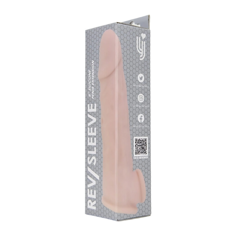 n12370 rev sleeves 8 inch realistic silicone penis extension sleeve pkg 2
