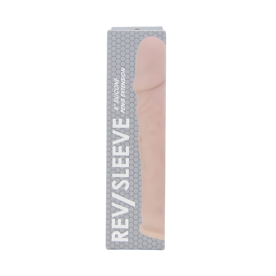 n12370 rev sleeves 8 inch realistic silicone penis extension sleeve pkg
