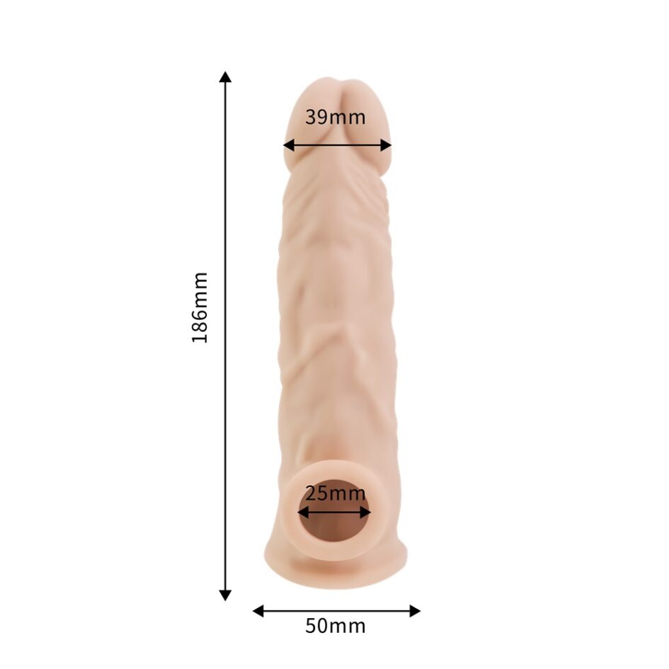 n12371 rev sleeves 7 5 inch girthy realistic silicone penis extension sleeve 5