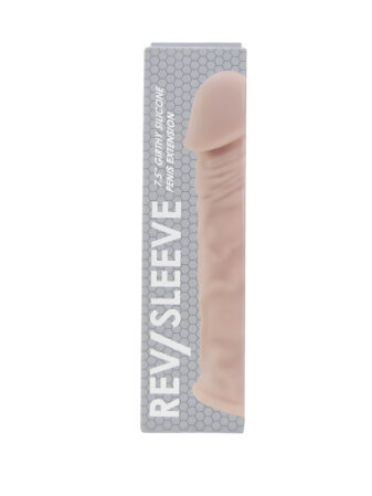n12371 rev sleeves 7 5 inch girthy realistic silicone penis extension sleeve pkg