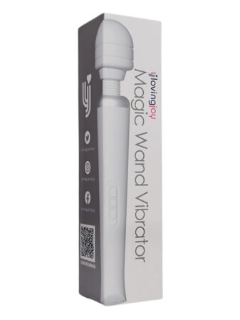 n12459 loving joy rechargeable magic wand vibrator white pkg 1