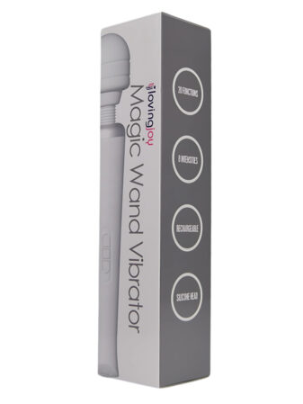 n12459 loving joy rechargeable magic wand vibrator white pkg 2