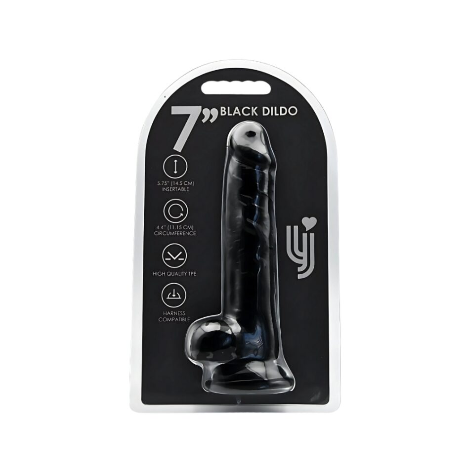 n12628 loving joy 7 inch dildo with balls black 4
