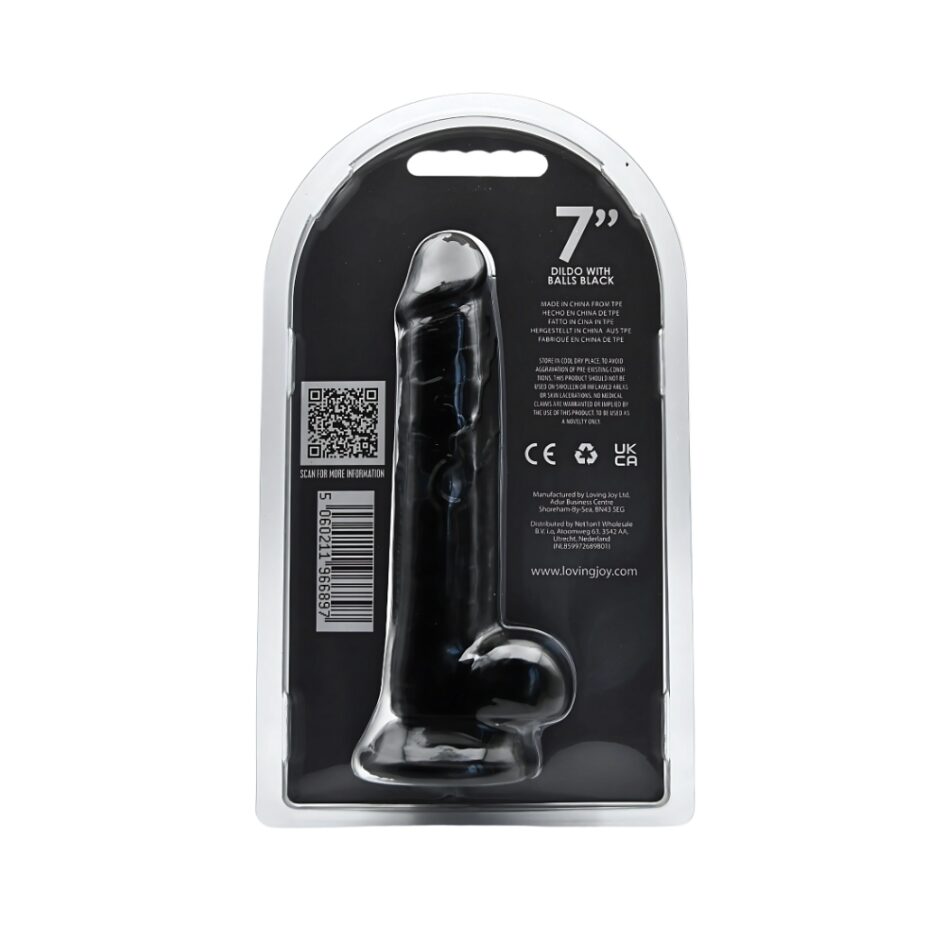 n12628 loving joy 7 inch dildo with balls black 5