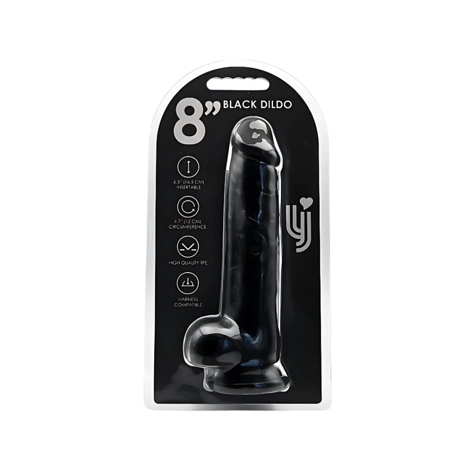 n12629 loving joy 8 inch dildo with balls black 4