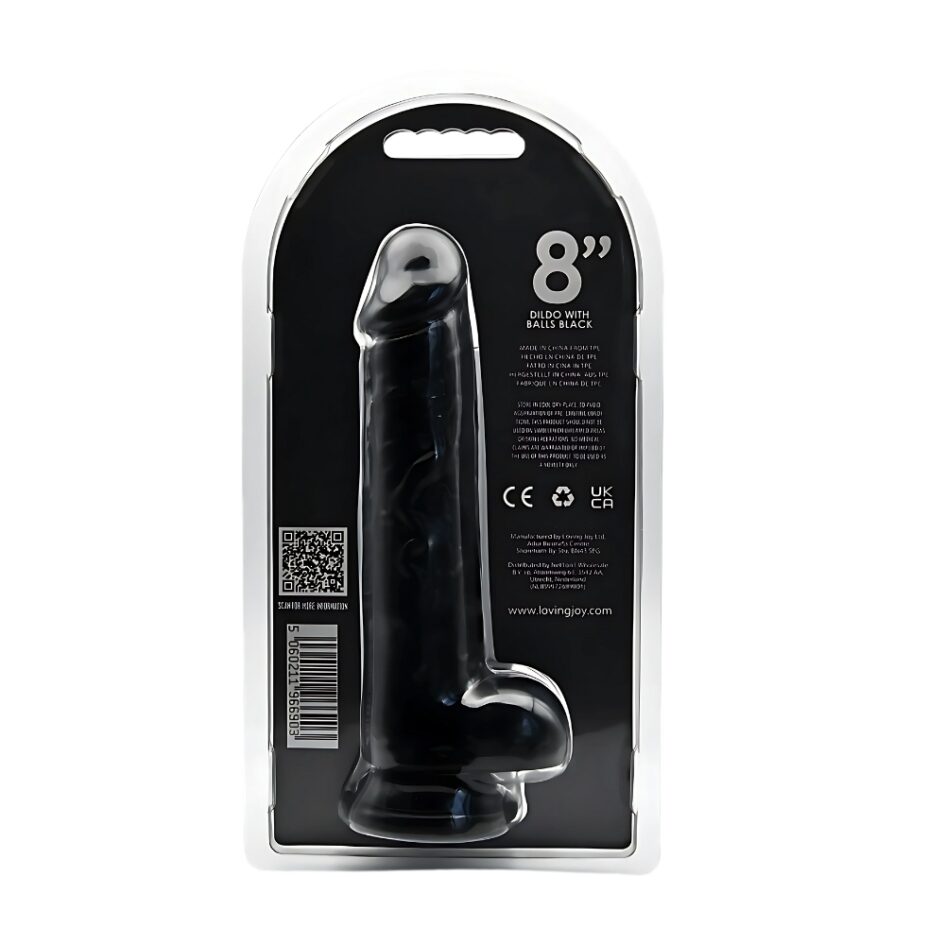 n12629 loving joy 8 inch dildo with balls black 5