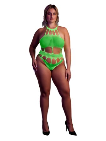 n12663 cut out thong bodysuit neon green ps 1