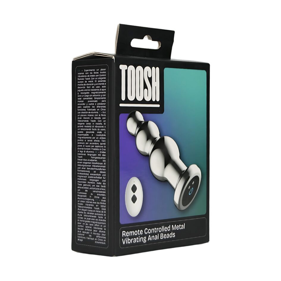 n12785 toosh remote controlled metal vibrating anal beads pkg 1