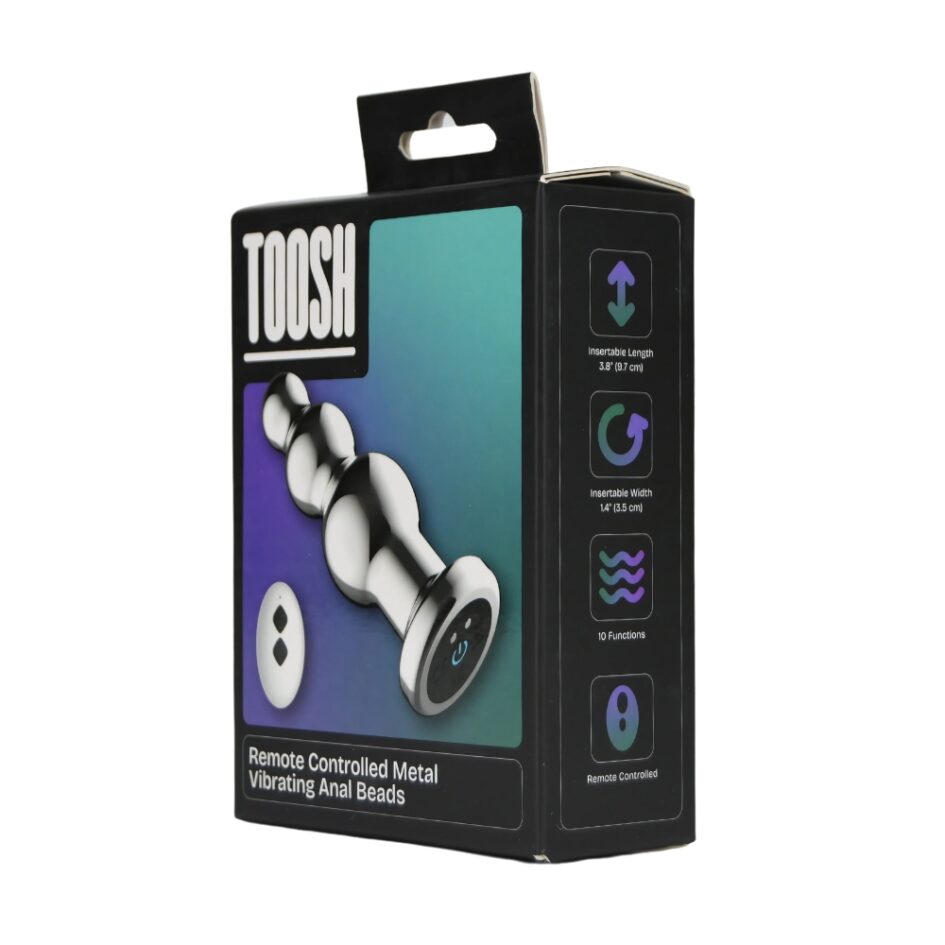 n12785 toosh remote controlled metal vibrating anal beads pkg 2