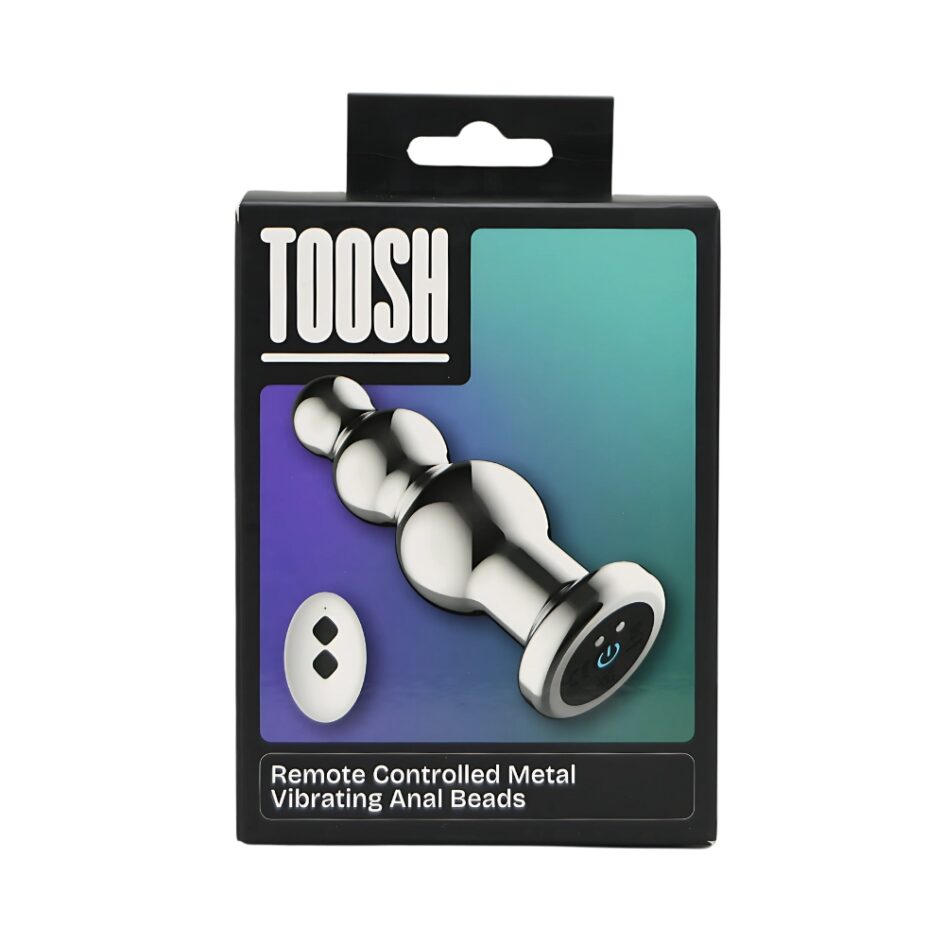 n12785 toosh remote controlled metal vibrating anal beads pkg