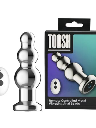 n12785 toosh remote controlled metal vibrating anal beads pkg both