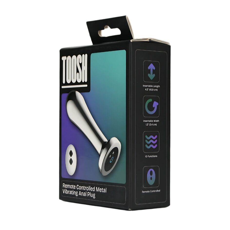 n12786 toosh remote controlled metal vibrating anal plug pkg 2