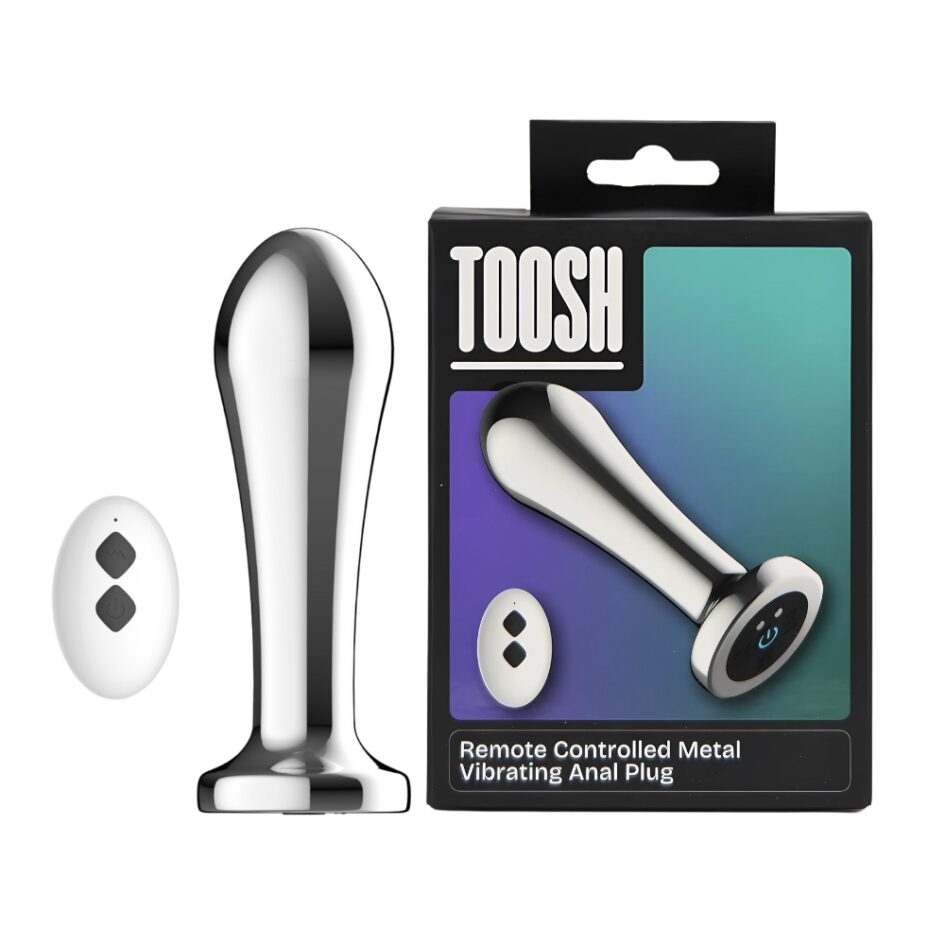 n12786 toosh remote controlled metal vibrating anal plug pkg both