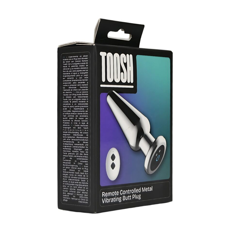 n12787 toosh remote controlled metal vibrating butt plug pkg 1