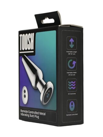 n12787 toosh remote controlled metal vibrating butt plug pkg 2