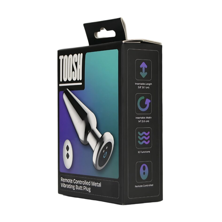 n12787 toosh remote controlled metal vibrating butt plug pkg 2