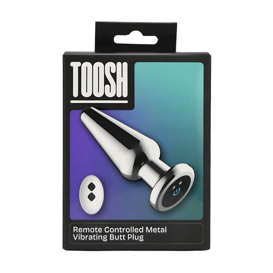 n12787 toosh remote controlled metal vibrating butt plug pkg