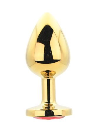 Toosh Gold Metal Butt Plug Large Red Stone