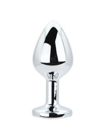 Toosh Silver Metal Butt Plug Medium Pink Stone