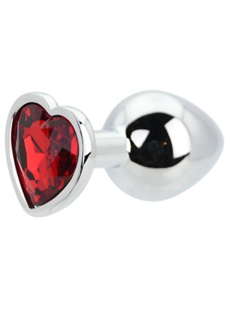 Toosh Heart Shaped Silver with Red Stone Medium