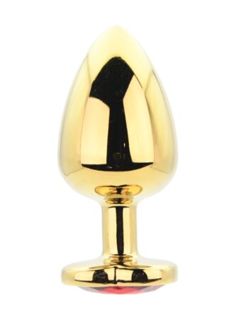 Toosh Heart Shaped Gold Butt Plug with Red Stone Large
